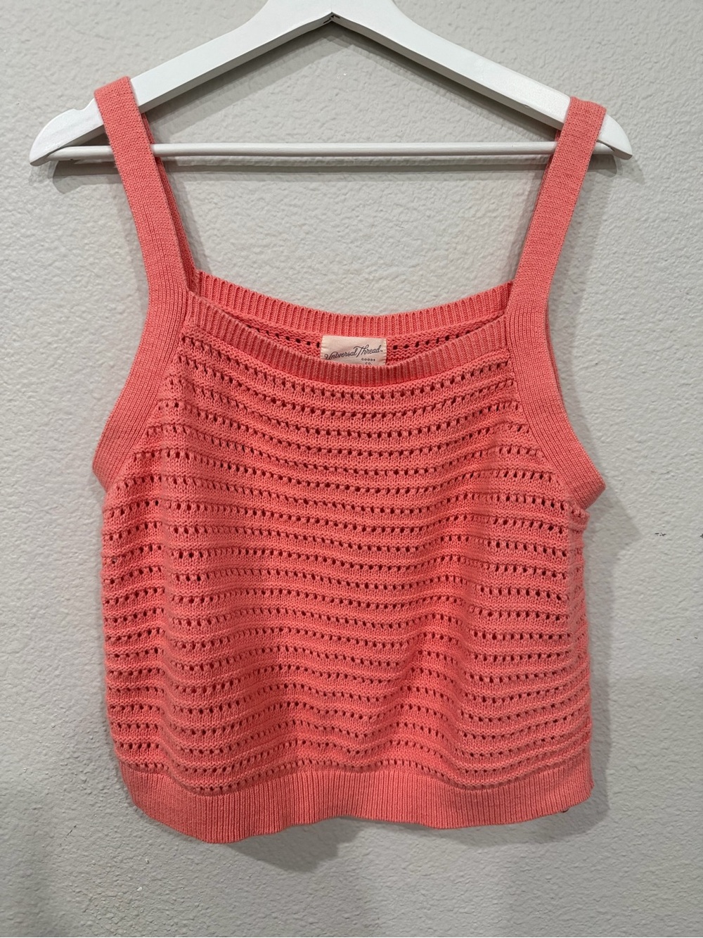 Universal Thread Coral Pink Knit Tank Top XXL 100%‎ Cotton Crochet Sweater Cami